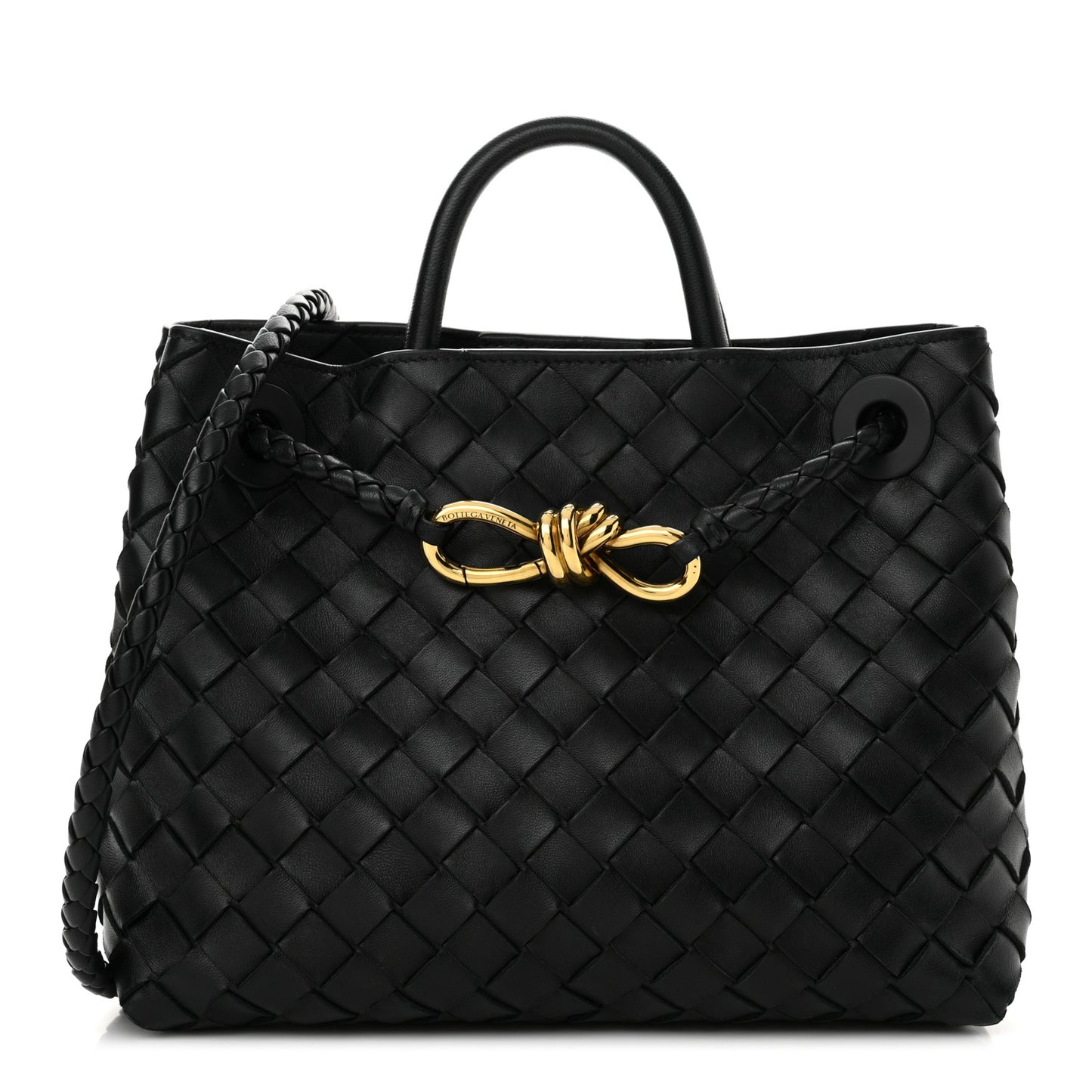 Nappa Intrecciato Small Andiamo Shoulder Bag Black