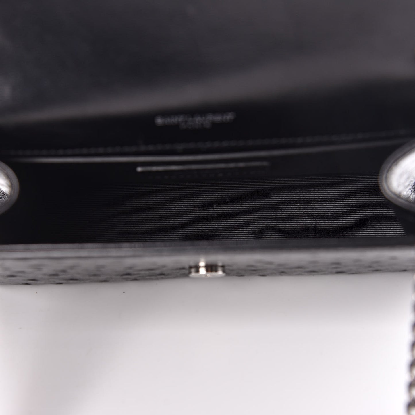 Ostrich Calfskin Embossed Small Monogram Kate Satchel Black