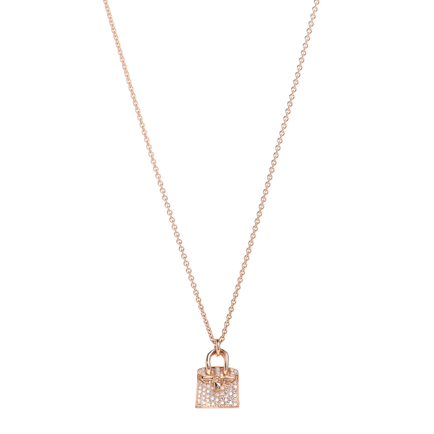 18K Rose Gold Diamond Birkin Amulette Pendant Necklace