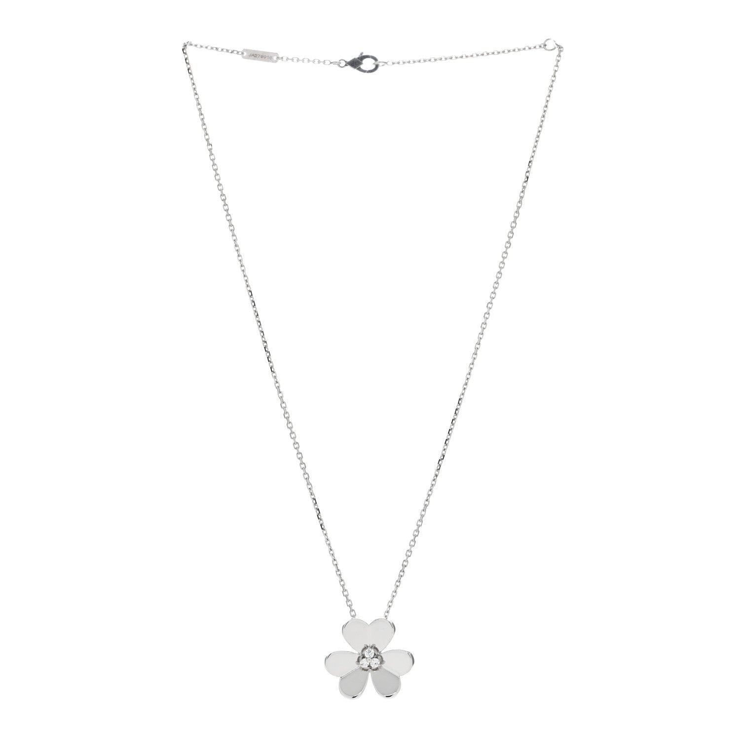 Van Cleef & Arpels 18K White Gold Diamond Large Frivole Pendant Necklace 3 of 5