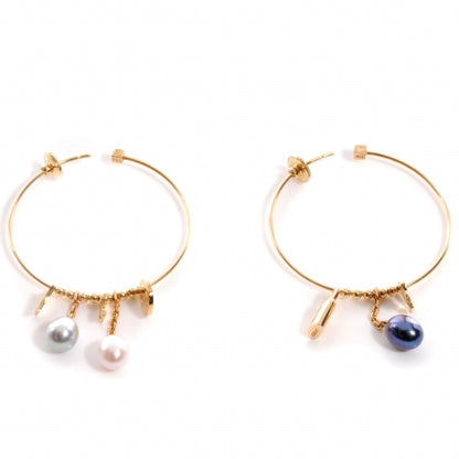 Louis Vuitton 18k Yellow Gold Pearl Monogram Hoop Earrings 1 of 11