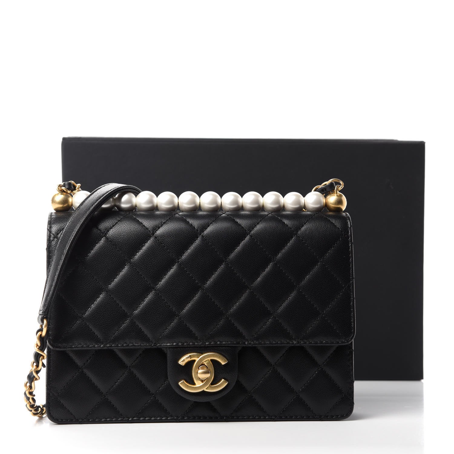 Chanel Lambskin Quilted Small Chic Pearls Flap Black 11 of 11