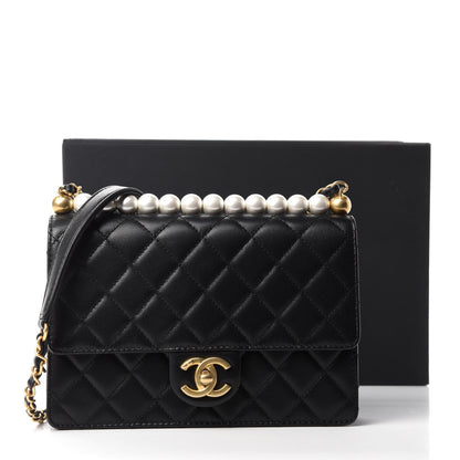 Chanel Lambskin Quilted Small Chic Pearls Flap Black 11 of 11