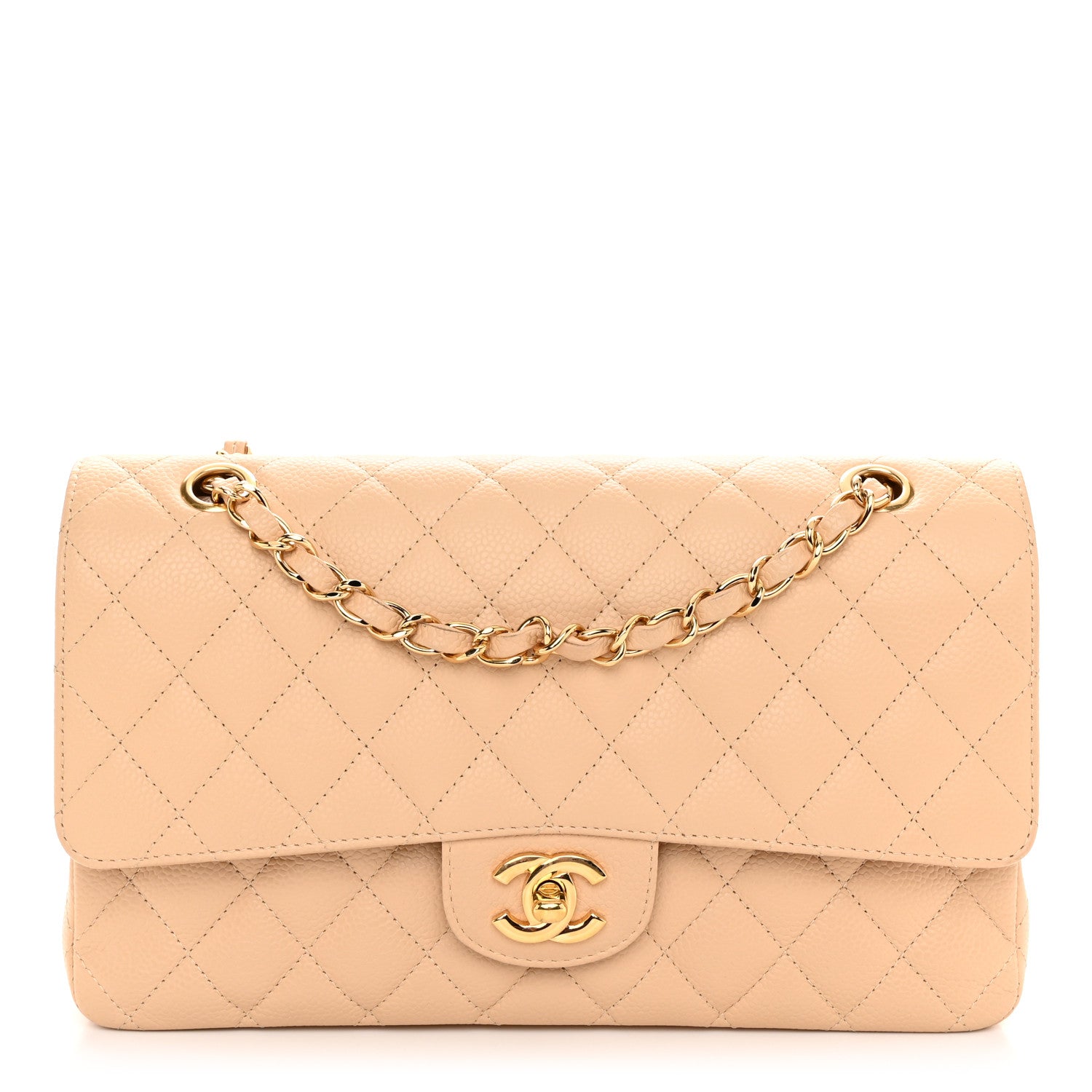 Chanel Caviar Quilted Medium Double Flap Beige 1 of 10