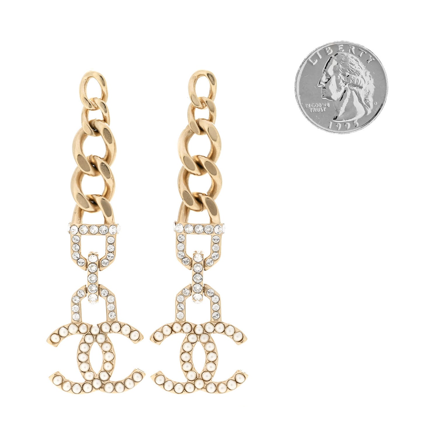 Metal Crystal CC Vendome CC Dangle Earrings Gold