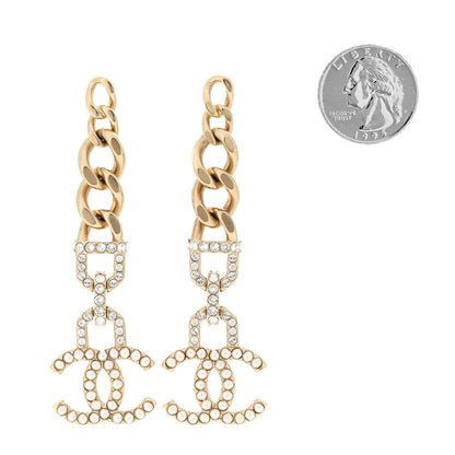 Chanel Metal Crystal CC Vendome CC Dangle Earrings Gold 2 of 5