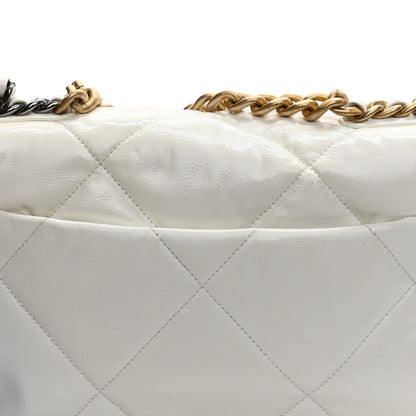 Chanel Shiny Crumpled Calfskin Quilted Medium Chanel 19 Flap White 15 of 16