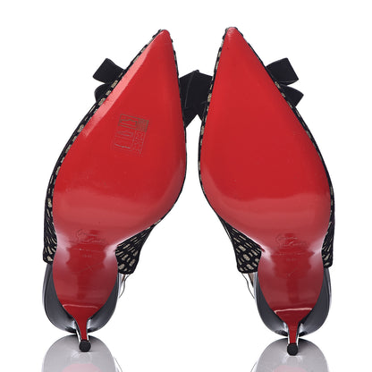 Christian Louboutin Glitter Floque Patent PVC Suspenodo Sling 100 Pumps 36 Platine Black 5 of 8