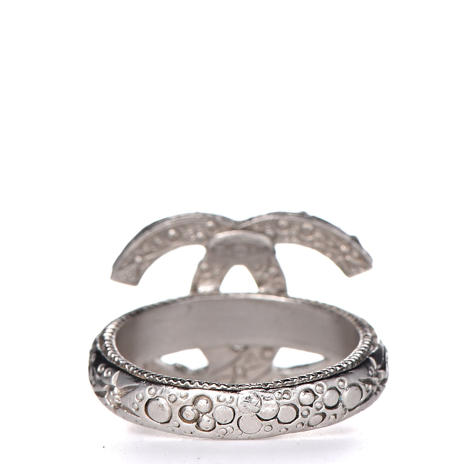 Chanel Crystal CC Ring 6 Silver 3 of 4