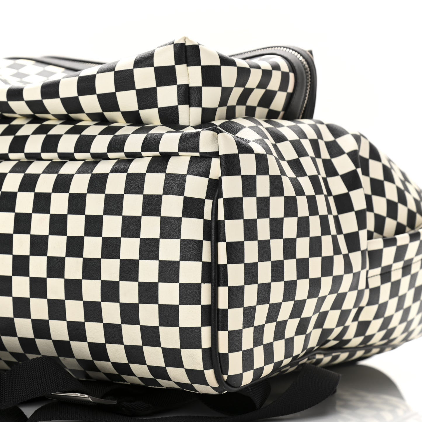 Calfskin Checked Print Hunting Backpack Black White