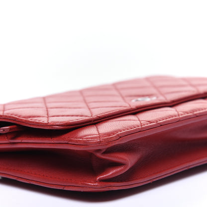 Chanel Lambskin Quilted Wallet on Chain WOC Red 6 of 16