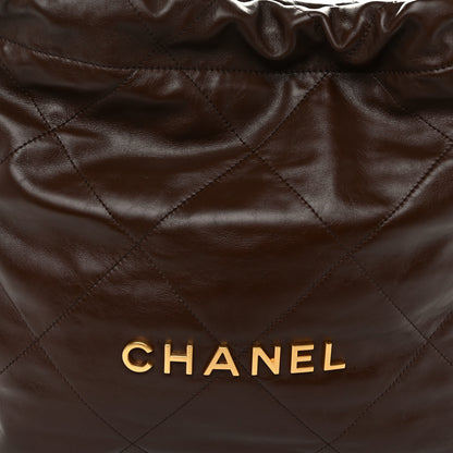 Chanel Shiny Calfskin Quilted Small Chanel 22 Dark Brown 9 of 11