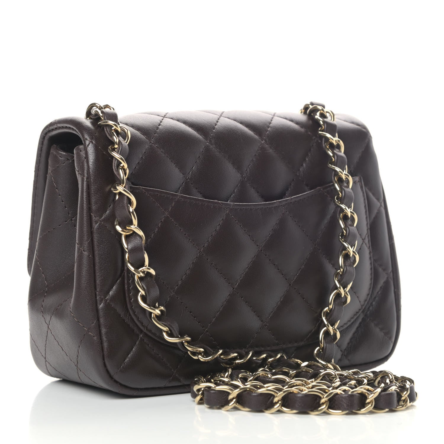 Chanel Lambskin Quilted Mini Square Flap Dark Brown 2 of 4