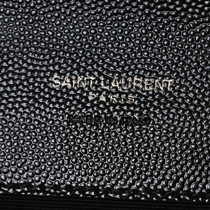 Saint Laurent Grain De Poudre Matelasse Chevron Monogram Monochrome Envelope Clutch Black 6 of 7
