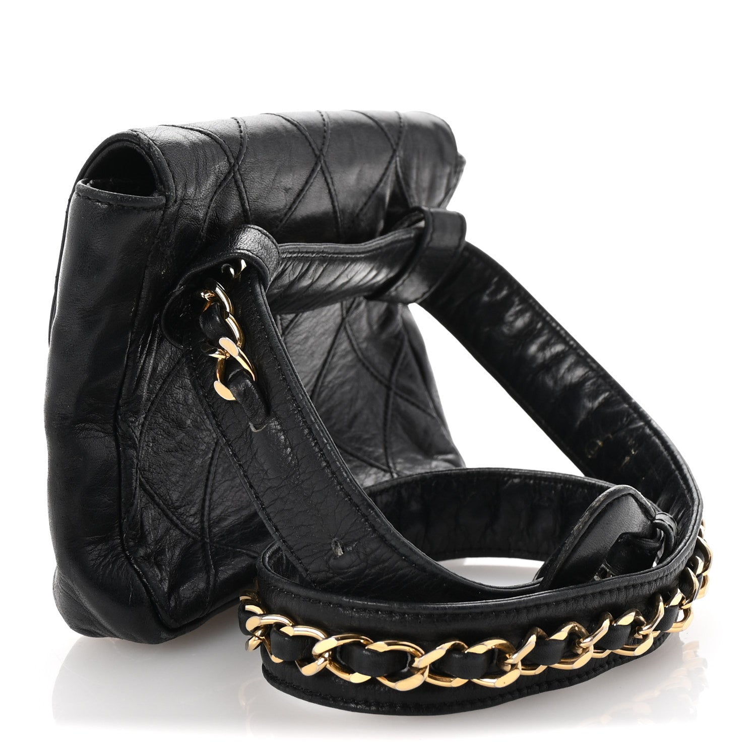 Chanel Calfskin Quilted Flap Waist Belt Bag 70 28 Black 3 of 11