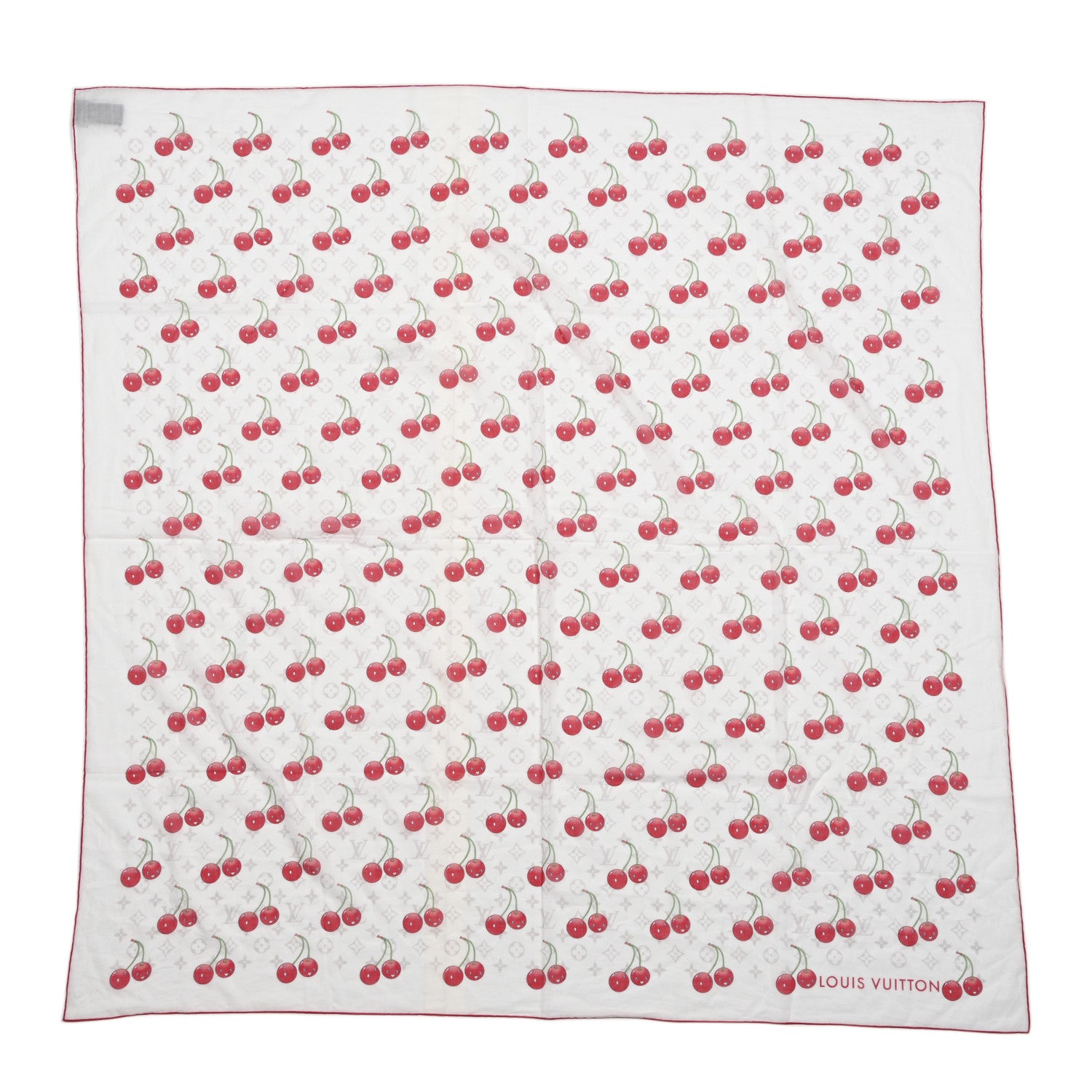 Louis Vuitton LV X TM Cotton Monogram Cerises Shawl White 1 of 3
