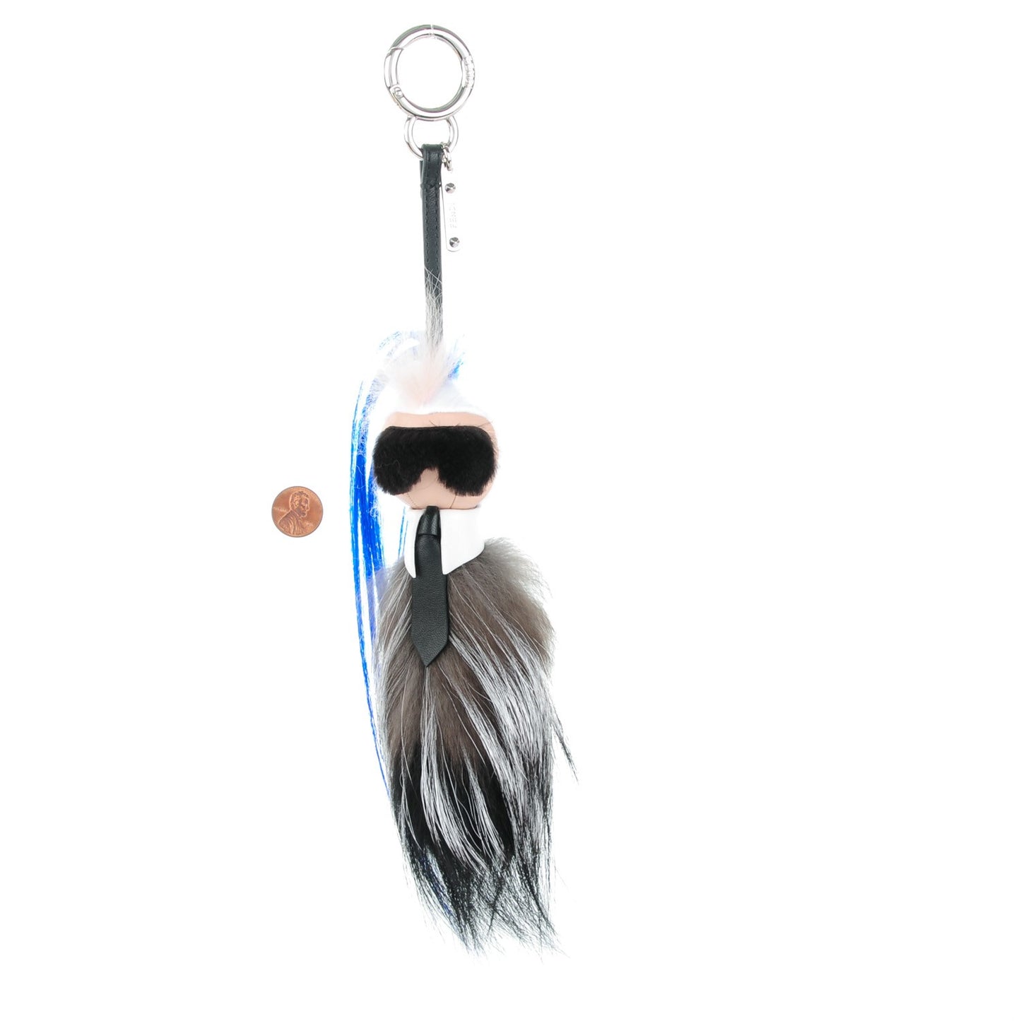Mink Fox Goat Fur Mini Karlito Bag Charm Blue