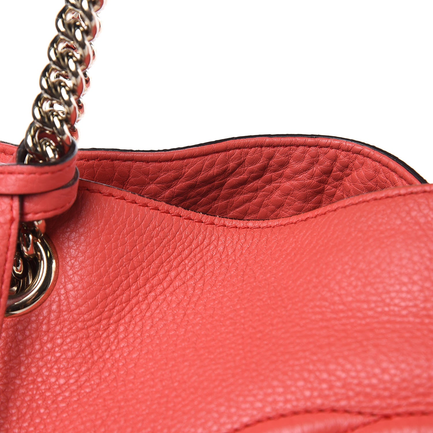 Gucci Pebbled Calfskin Medium Soho Chain Shoulder Bag Begonia Pink 11 of 13