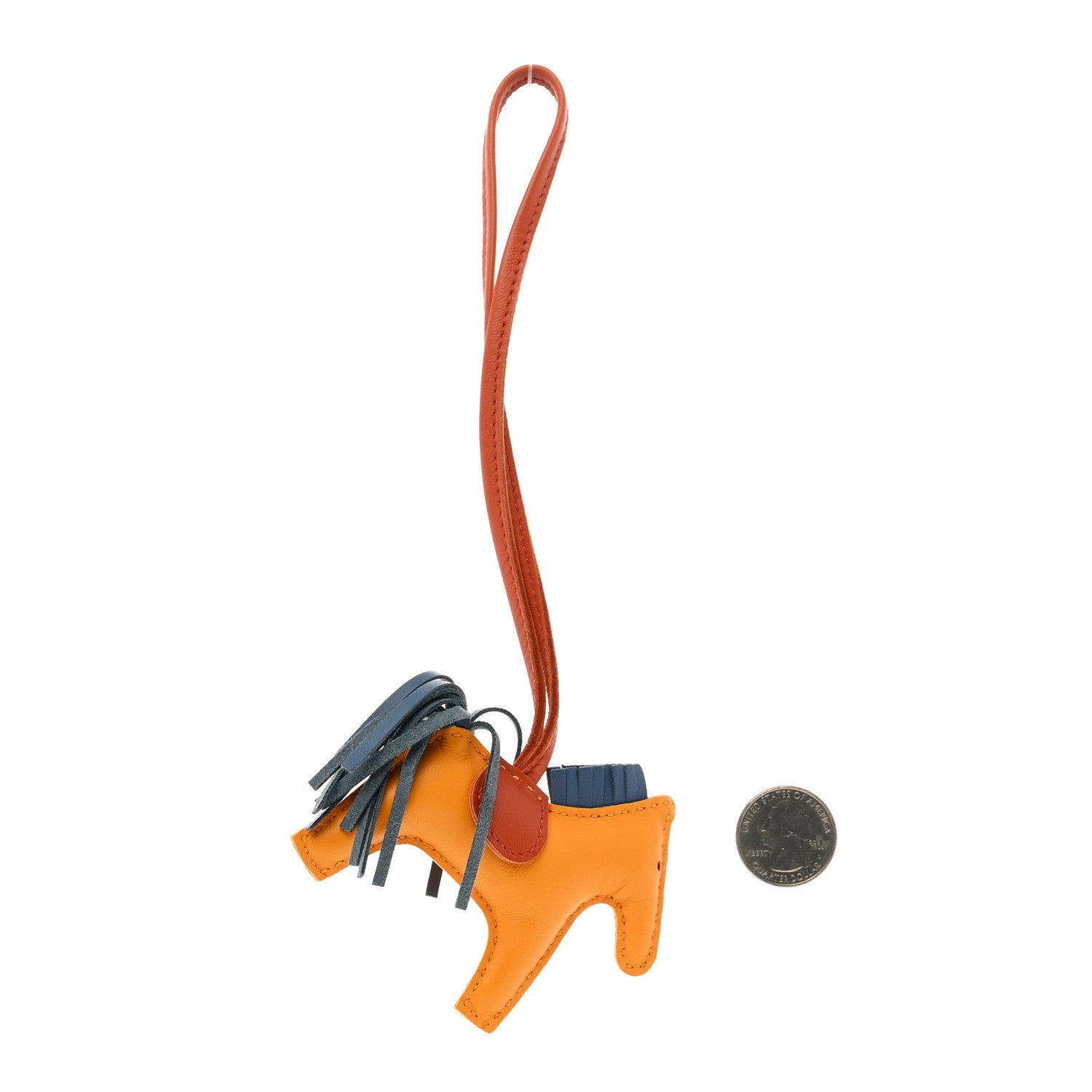 Hermes Milo Lambskin Grigri Rodeo Horse Bag Charm PM Jaune D'Or Bleu Agate Cornaline 2 of 3