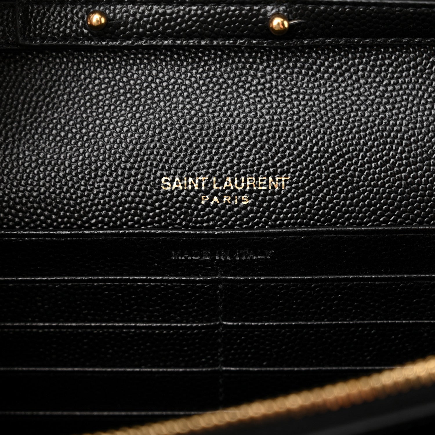 Saint Laurent Grain De Poudre Matelasse Chevron Monogram Chain Wallet Black 6 of 13