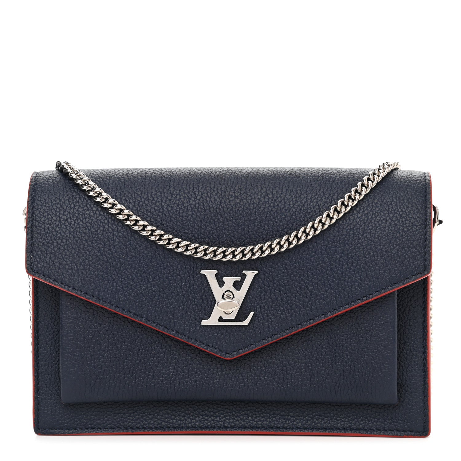Louis Vuitton Soft Calfskin My Lockme Chain Pochette Marine Rouge 1 of 10