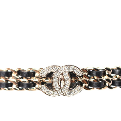 Chanel Metal Lambskin Crystal CC Choker Necklace Black Gold 3 of 4