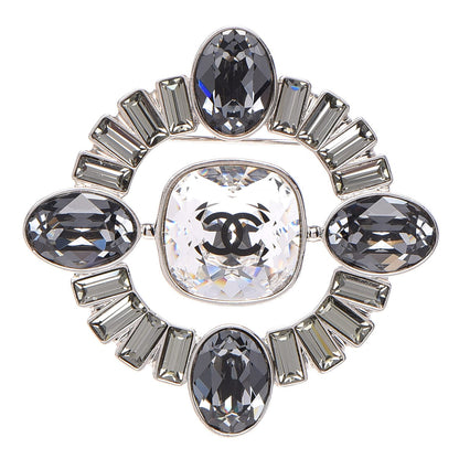 Chanel Baguette Crystal CC Brooch Silver 1 of 5