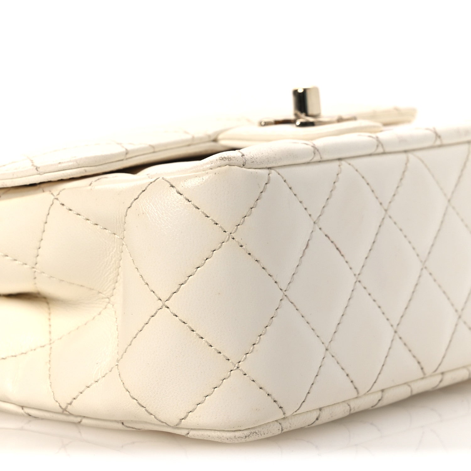 Chanel Lambskin Quilted Mini Crystal Top Handle Rectangular Flap White 9 of 17