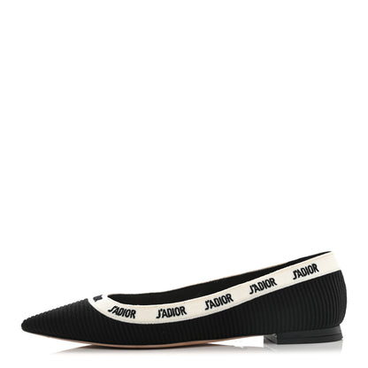 Christian Dior Fabric Ribbon Embroidered J'Adior Ballet Flats 36.5 Black 1 of 10