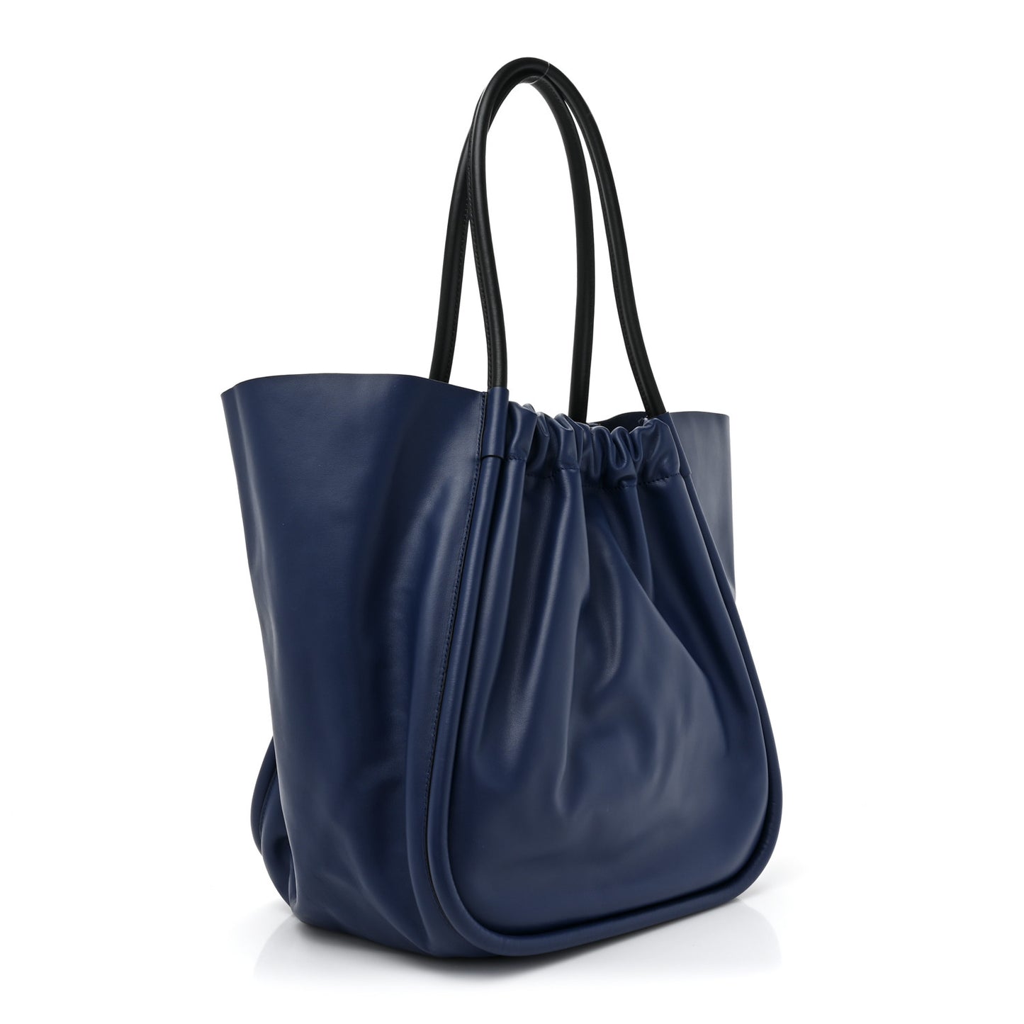 Calfskin XL Ruched Tote Dark Navy