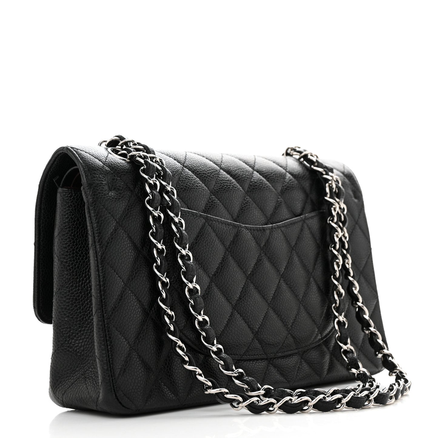 Caviar Quilted Medium Double Flap Black