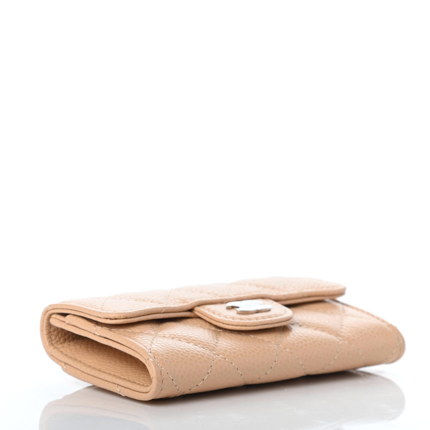 Chanel Caviar Quilted Flap Card Holder Wallet Beige 4 of 9