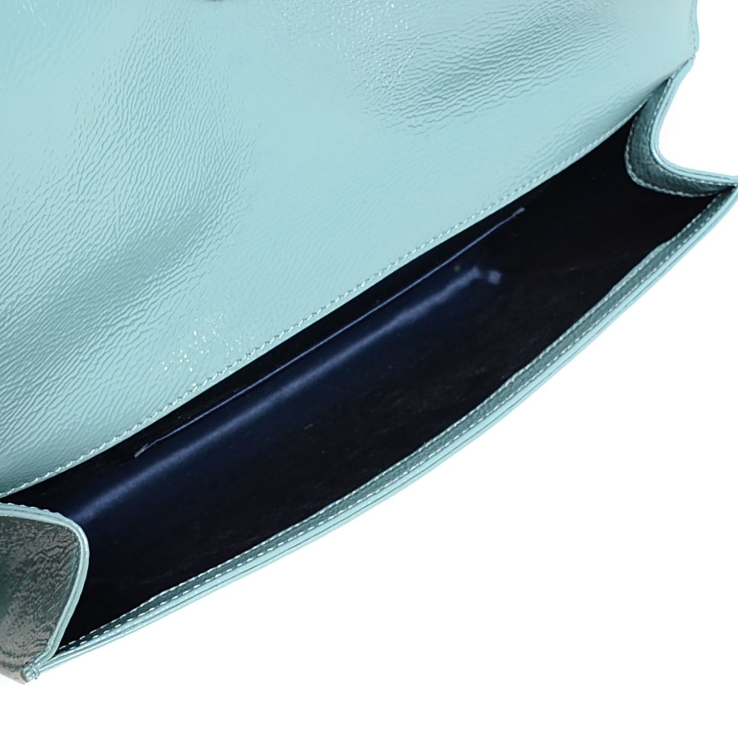 Textured Patent Belle De Jour Large Clutch Light Blue