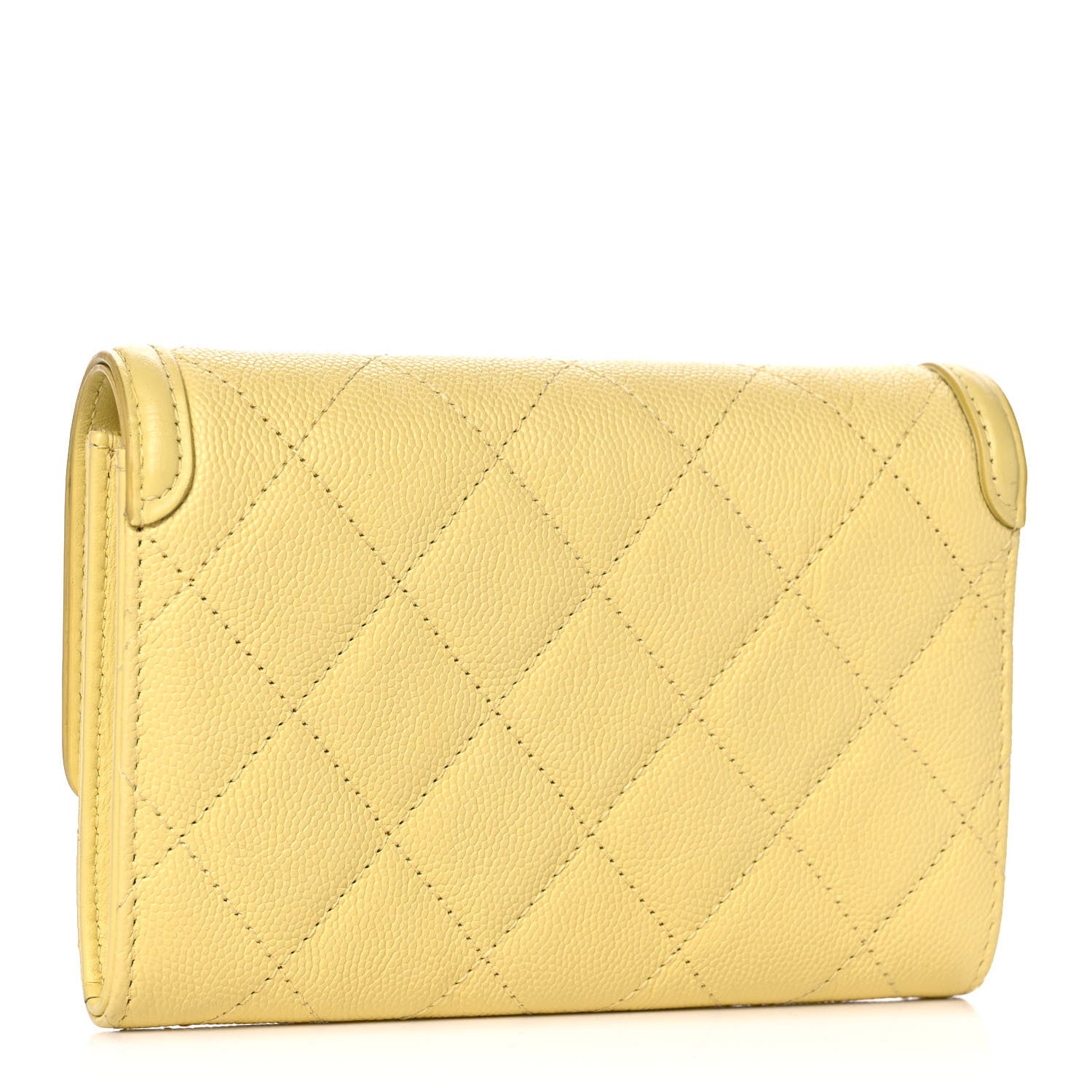 Chanel Caviar Quilted Medium Filigree Flap Wallet Yellow 3 of 14