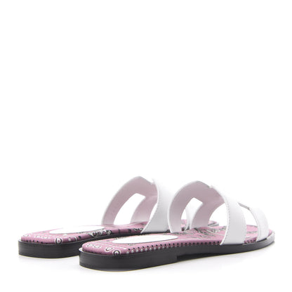 Hermes Box Calfskin Bois De Rose Oran Sandals 35.5 White 4 of 9