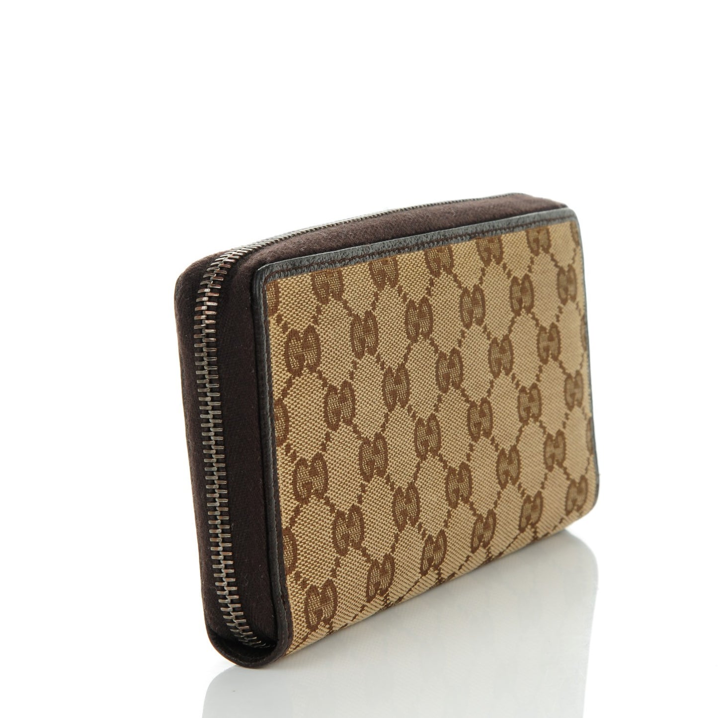 Monogram Metal Bar Zip Around Wallet Dark Brown