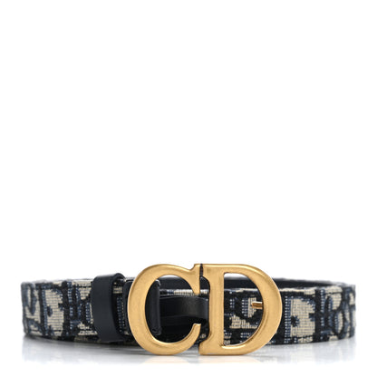 Christian Dior Jacquard Oblique 20mm Saddle Belt 80 32 Blue 1 of 8