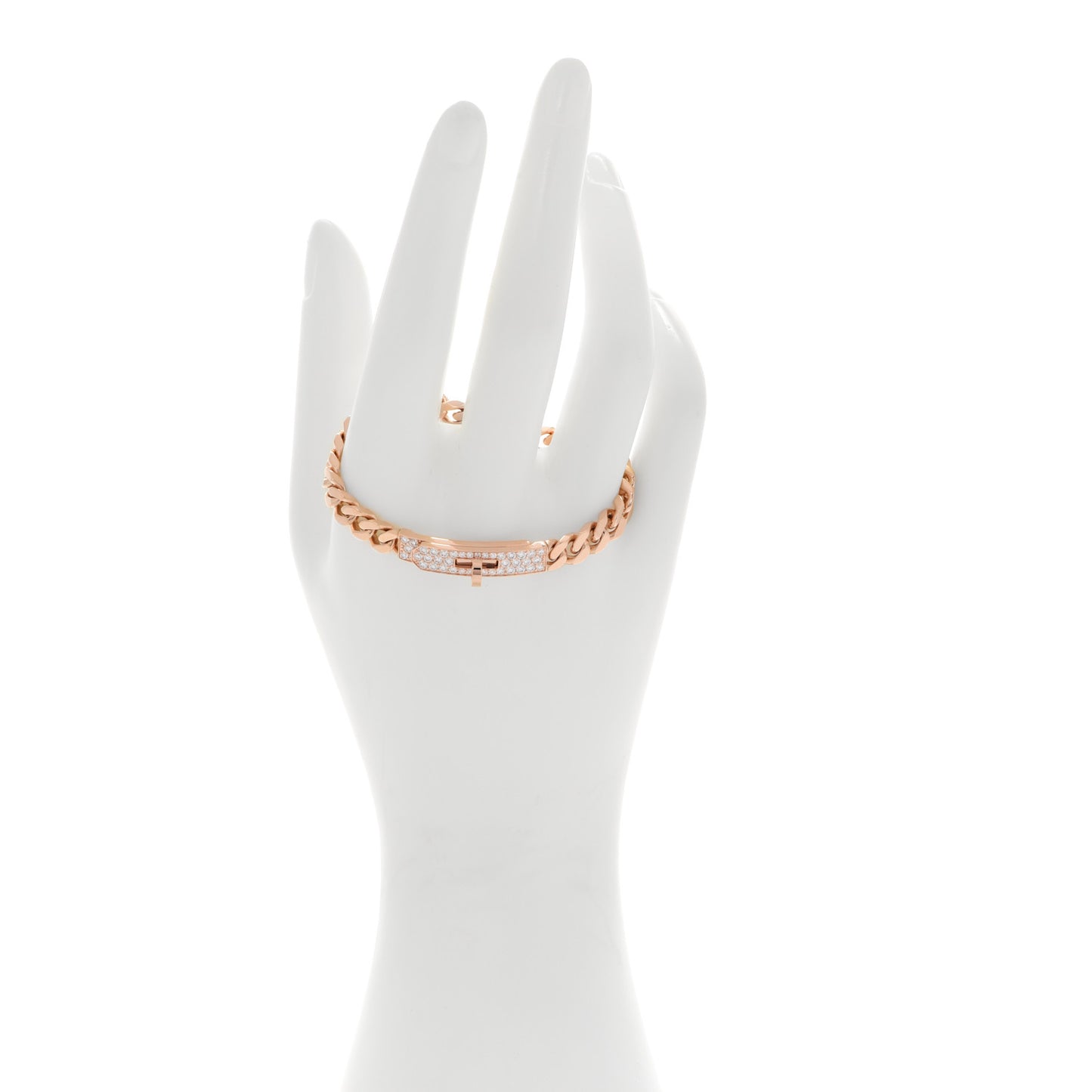 18K Rose Gold Diamond PM Kelly Gourmette Bracelet SH