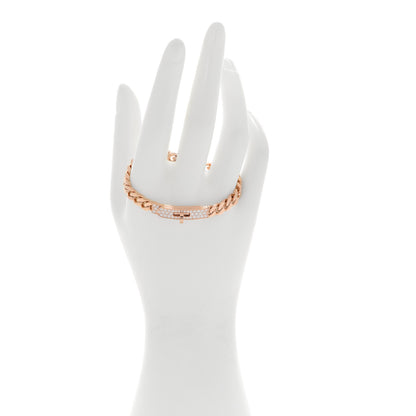 Hermes 18K Rose Gold Diamond PM Kelly Gourmette Bracelet SH 2 of 5