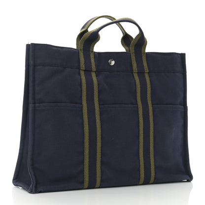 Hermes Canvas Herline GM Tote Navy 3 of 10