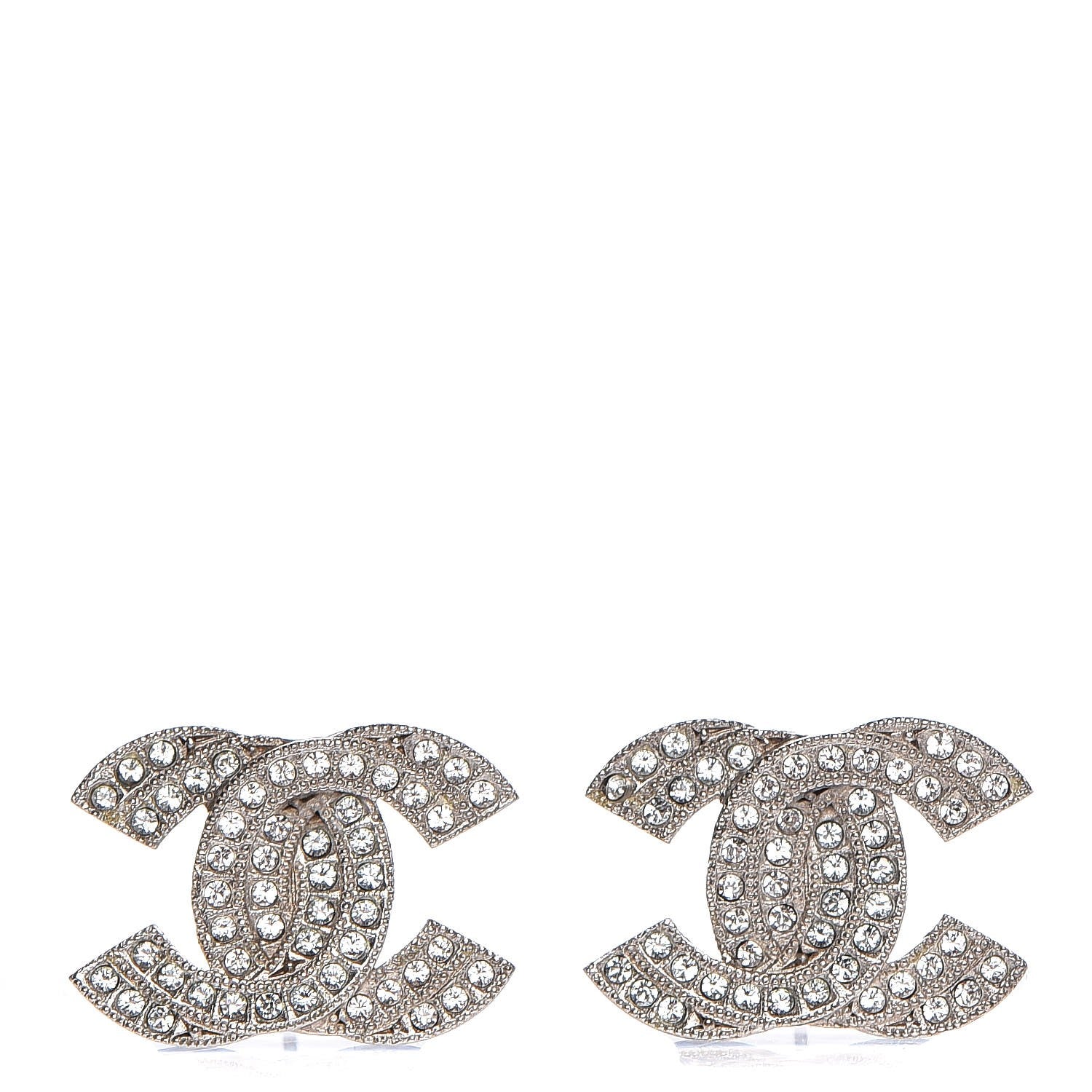 Chanel Crystal CC Earrings Silver 1 of 6