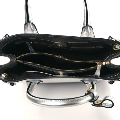 Burberry Metallic Grainy Calfskin House Check Medium Banner Tote Silver 5 of 9