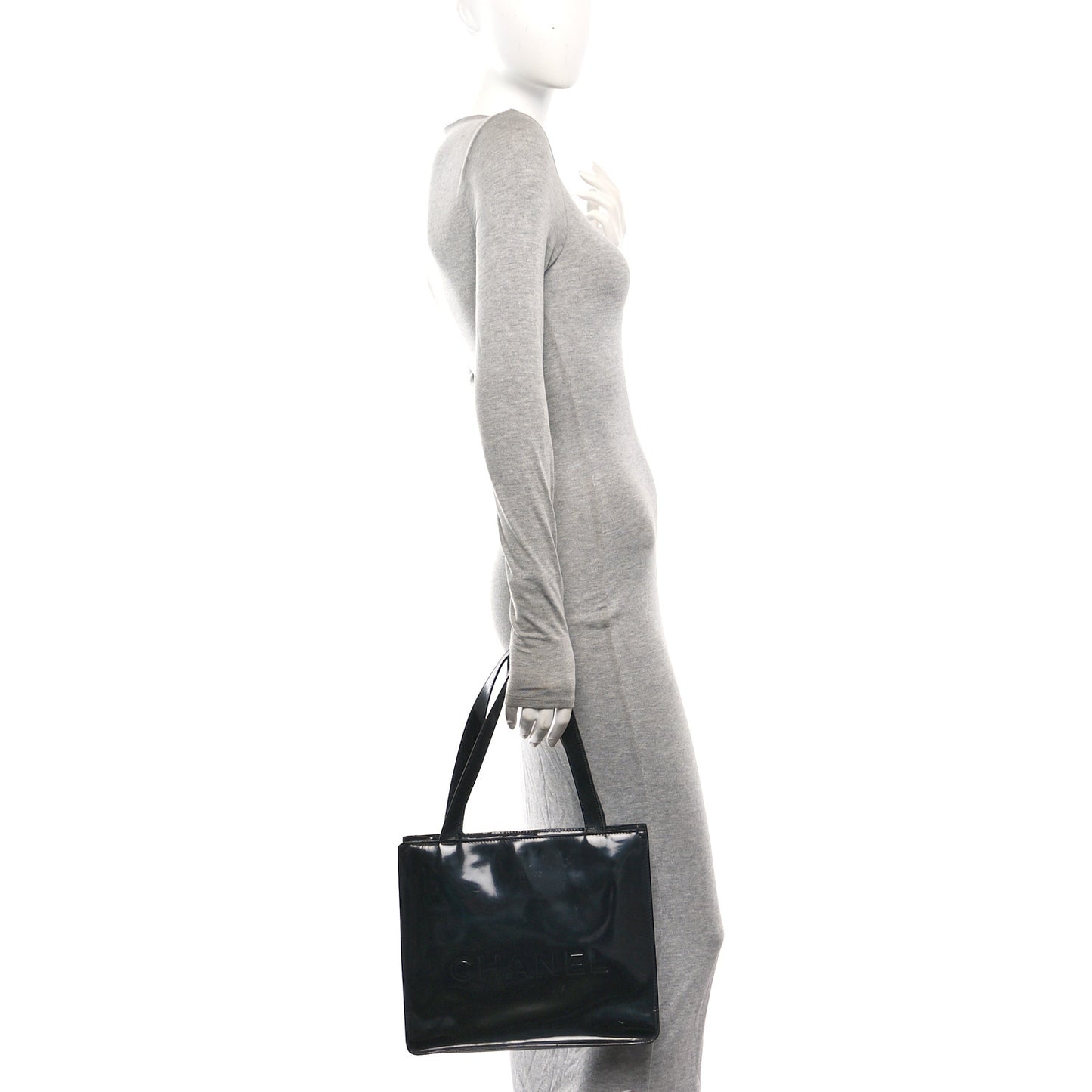 Patent CC Shopper Tote Black
