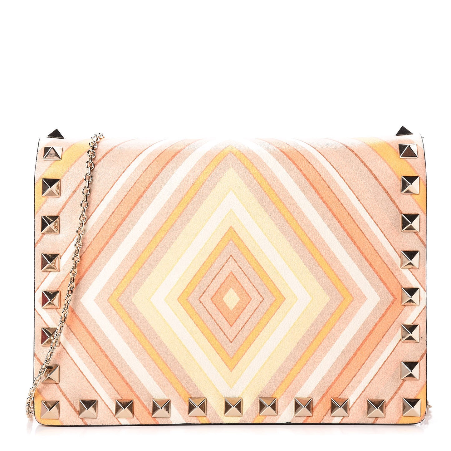 Vitello Native Couture 1975 Rockstud Wallet on Chain Mandarin Sorbet