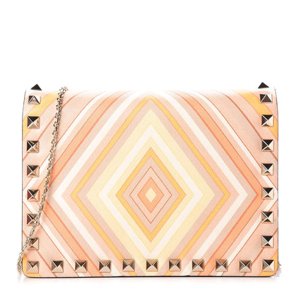 Valentino Garavani Vitello Native Couture 1975 Rockstud Wallet on Chain Mandarin Sorbet 1 of 11