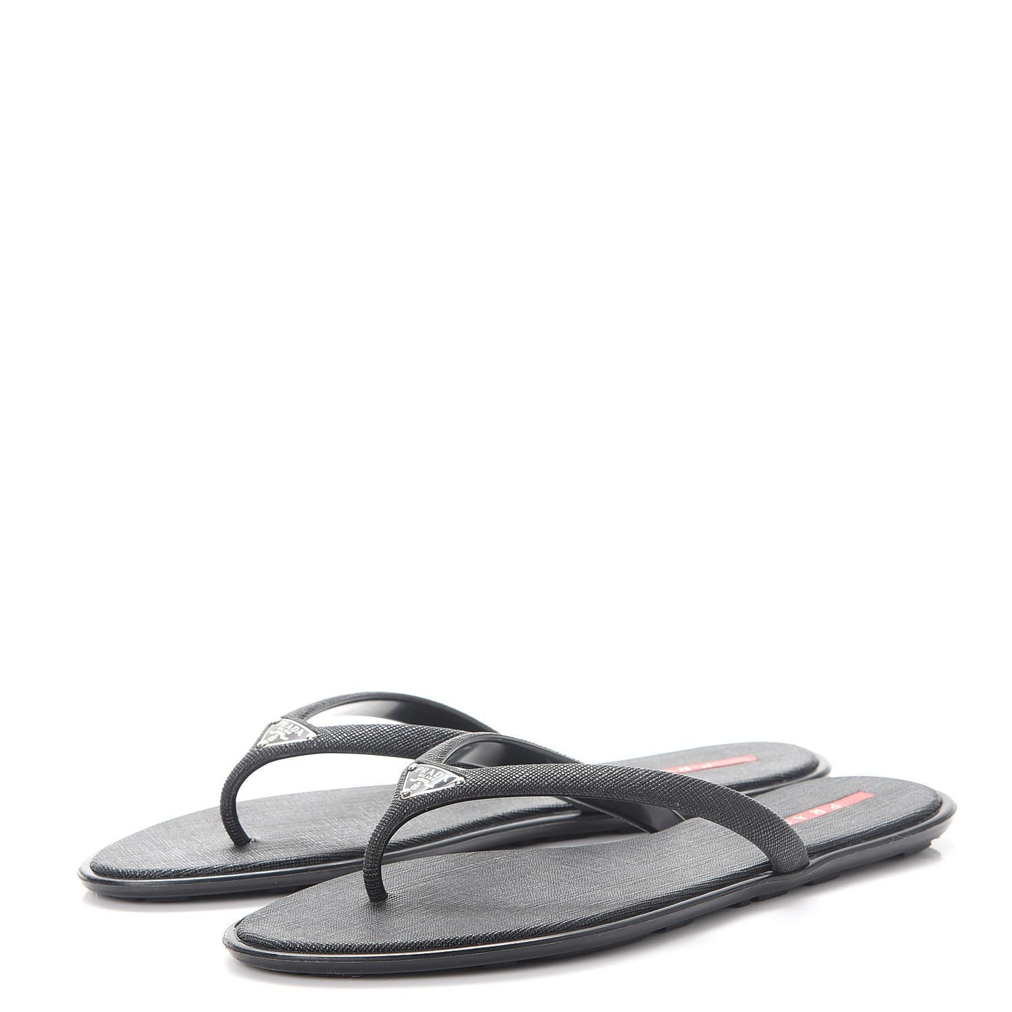 Saffiano Sport Thong Sandals 37 Black