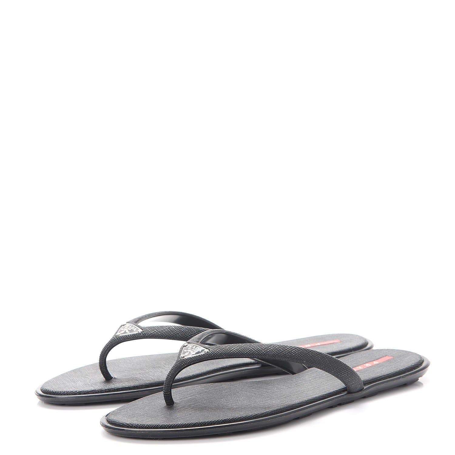 Prada Saffiano Sport Thong Sandals 37 Black 3 of 12