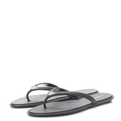 Prada Saffiano Sport Thong Sandals 37 Black 3 of 12