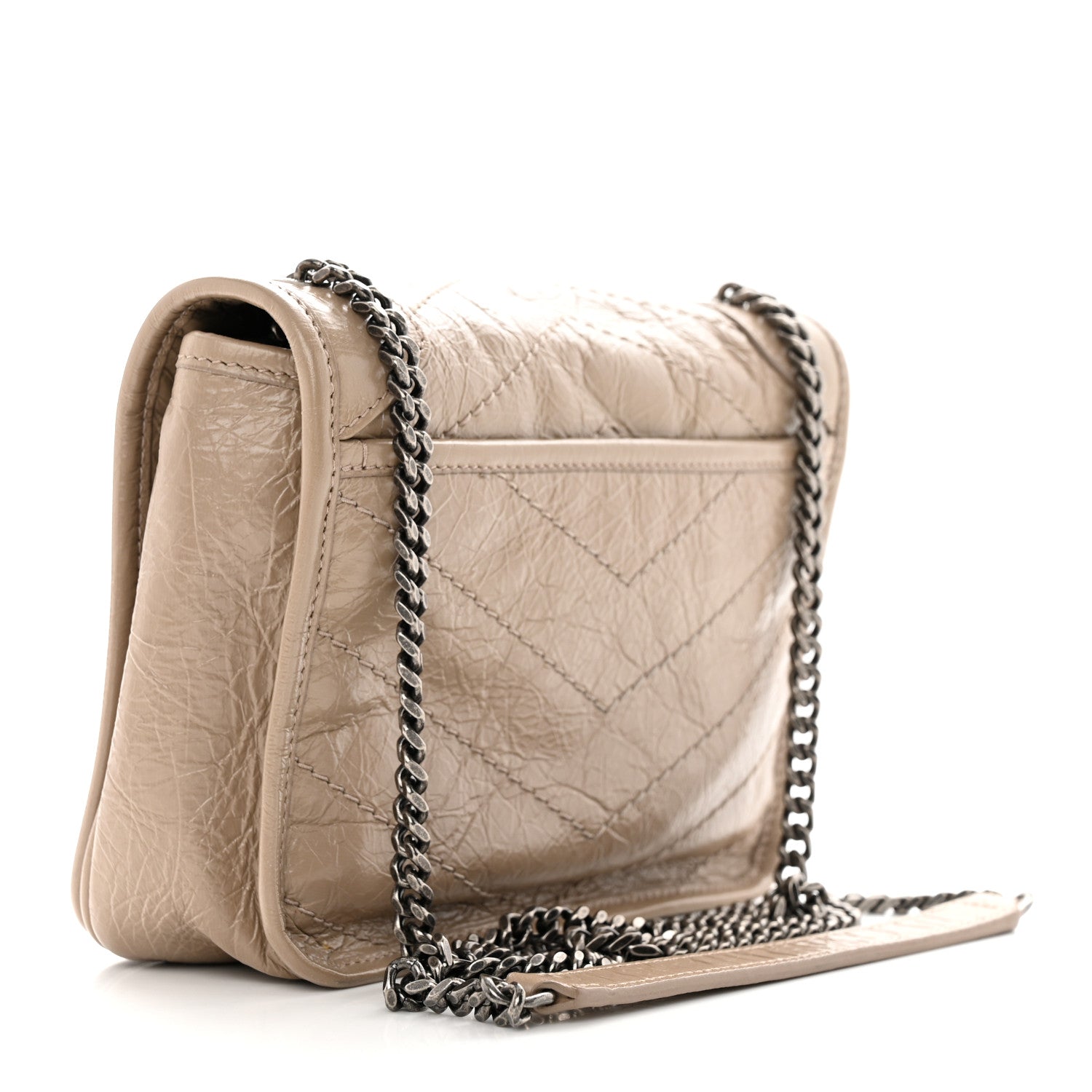 Saint Laurent Crinkled Calfskin Matelasse Monogram Niki Chain Wallet Dusty Grey 3 of 11