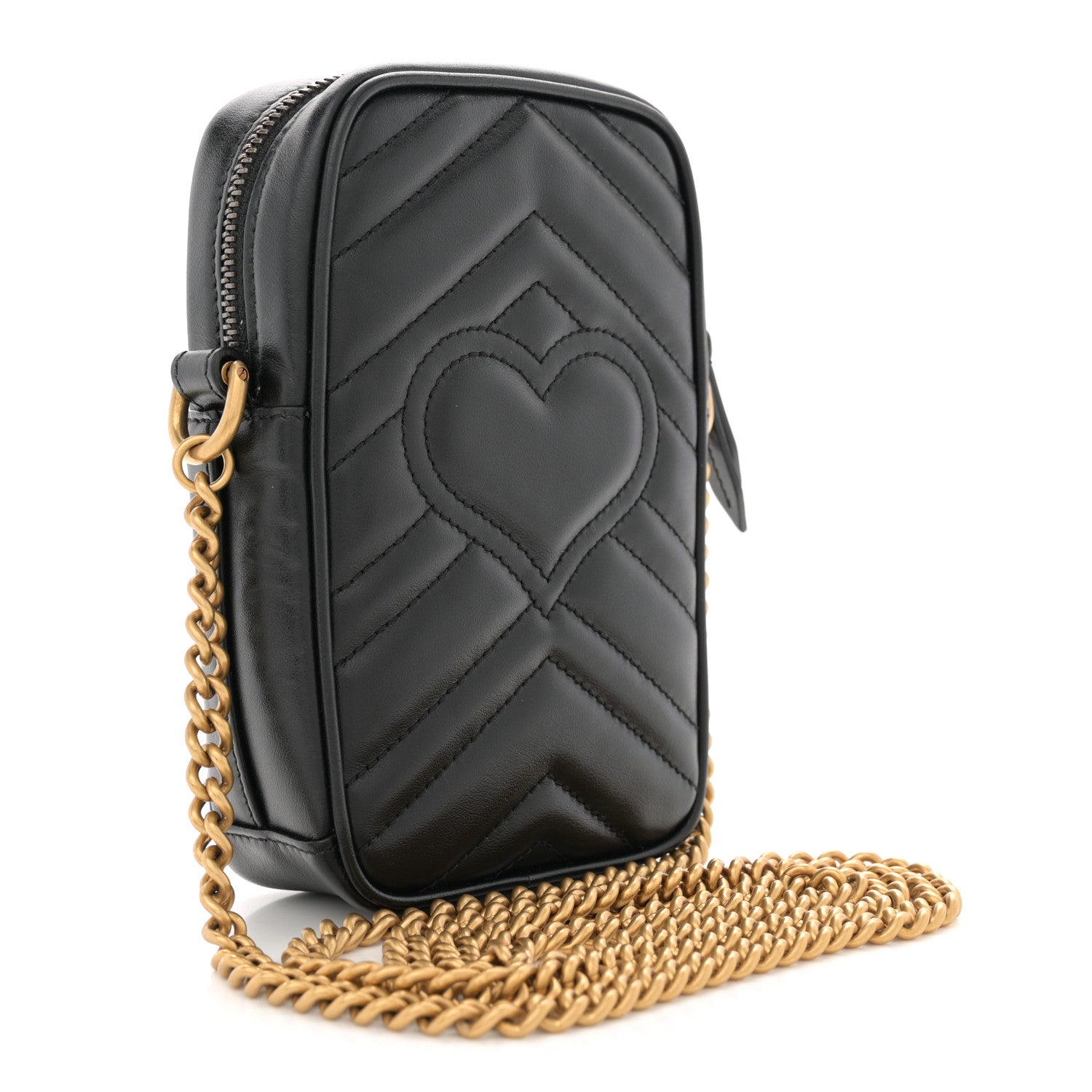 Gucci Calfskin Matelasse Mini GG Marmont Crossbody Bag Black 2 of 10
